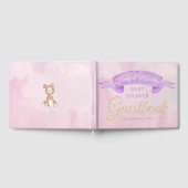 Teddy Bear Waterverf Paarse Baby shower Gastenboek (Volledig)