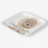 Teddy Bear Waterverf Persoonlijk Baby shower Papieren Bordje (Gebogen)