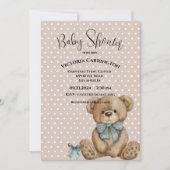 Teddy Bear Waterverf Polkadots Baby shower Kaart (Voorkant)