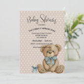 Teddy Bear Waterverf Polkadots Baby shower Kaart (Staand voorkant)