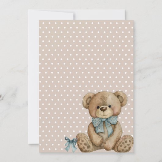 Teddy Bear Waterverf Polkadots Baby shower Kaart (Achterkant)