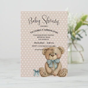 Teddy Bear Waterverf Polkadots Baby shower Kaart
