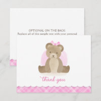 Teddy Bear Waterverf Roze Baby shower Dank u