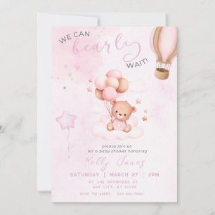 Teddy Bear Waterverf Roze Meisje Baby shower Kaart