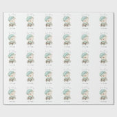 Teddy Bear Waterverf Script Baby shower Cadeaupapier (Vlak)