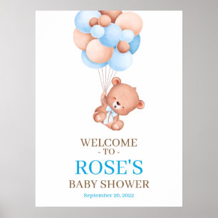 Teddy Bear Waterverf Welkome Baby shower Poster