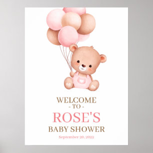 Teddy Bear Waterverf Welkome Baby shower Poster