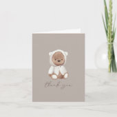 Teddy Bear Waterverf White Brown Neutral Bedankkaart (Voorkant)