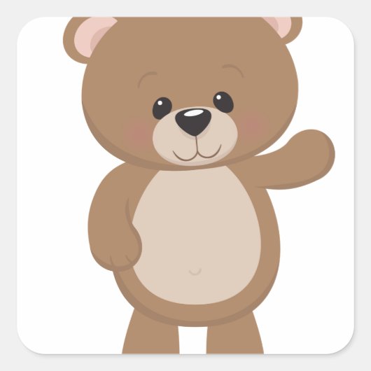 Teddy Bear Waving Vierkante Sticker (Voorkant)