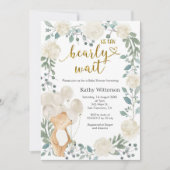 Teddy Bear We Can Bearly Wait Baby Shower Kaart (Voorkant)