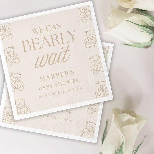Teddy Bear We Can Bearly Wait Baby Shower Servet