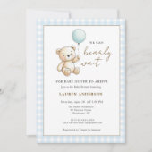 Teddy Bear We can Bearly wait Boy Baby shower Kaart (Voorkant)
