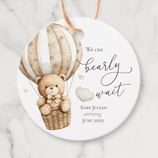 Teddy Bear, we kunnen Baby shower afwachten Bedankjes Labels (Voorkant)
