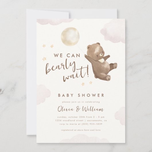 Teddy Bear, we kunnen Baby shower afwachten Kaart (Voorkant)
