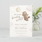 Teddy Bear, we kunnen Baby shower afwachten Kaart (Staand voorkant)
