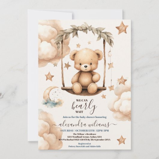 Teddy Bear, we kunnen Baby shower afwachten Kaart (Voorkant)