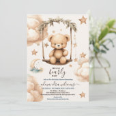 Teddy Bear, we kunnen Baby shower afwachten Kaart (Staand voorkant)