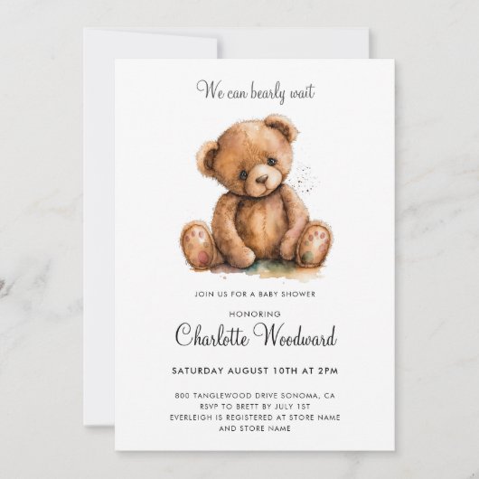 Teddy Bear, we kunnen Baby shower afwachten Kaart (Voorkant)