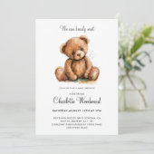 Teddy Bear, we kunnen Baby shower afwachten Kaart (Staand voorkant)