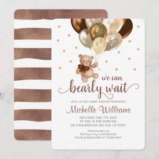 Teddy Bear, we kunnen Baby shower afwachten Kaart (Voorkant / Achterkant)