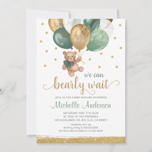 Teddy Bear, we kunnen Baby shower afwachten Kaart (Voorkant)