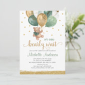 Teddy Bear, we kunnen Baby shower afwachten Kaart (Staand voorkant)