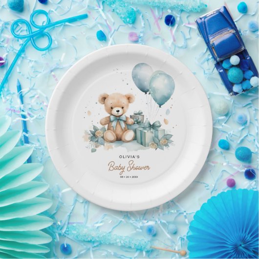 Teddy Bear, we kunnen Baby shower afwachten Papieren Bordje (Feest)
