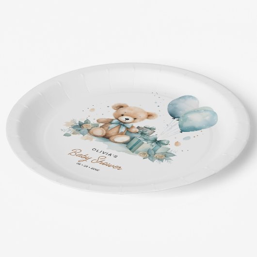 Teddy Bear, we kunnen Baby shower afwachten Papieren Bordje (Gekanteld)