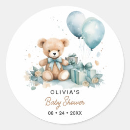 Teddy Bear, we kunnen Baby shower afwachten Ronde Sticker