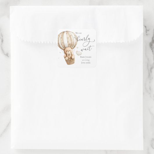 Teddy Bear, we kunnen Baby shower afwachten Vierkante Sticker (Tas)