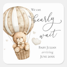 Teddy Bear, we kunnen Baby shower afwachten Vierkante Sticker
