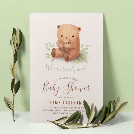 Teddy Bear we kunnen een neutraal Baby shower afwa Kaart