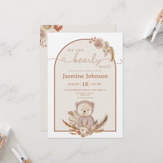 Teddy Bear we kunnen het Baby shower van Boho afwa Kaart (Voorkant / Achterkant in situ)