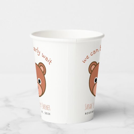 Teddy Bear We kunnen nauwelijks wachten op Schatti Papieren Bekers (Rechts)