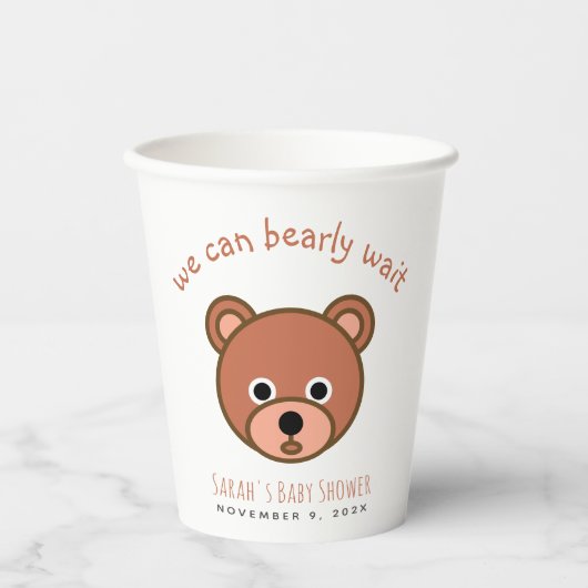 Teddy Bear We kunnen nauwelijks wachten op Schatti Papieren Bekers (Voorkant)