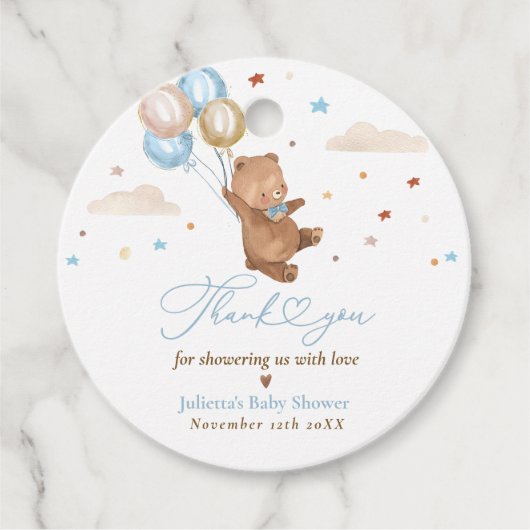 Teddy Bear, we kunnen wachten op Baby shower. Bedankjes Labels (Voorkant)