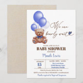 Teddy Bear we kunnen wachten op Baby shower Inv Kaart (Voorkant / Achterkant)