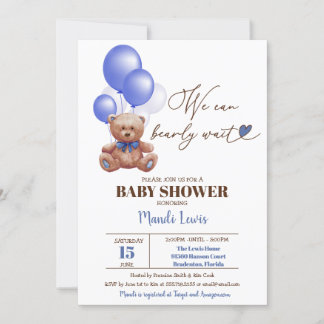 Teddy Bear we kunnen wachten op Baby shower Inv Kaart