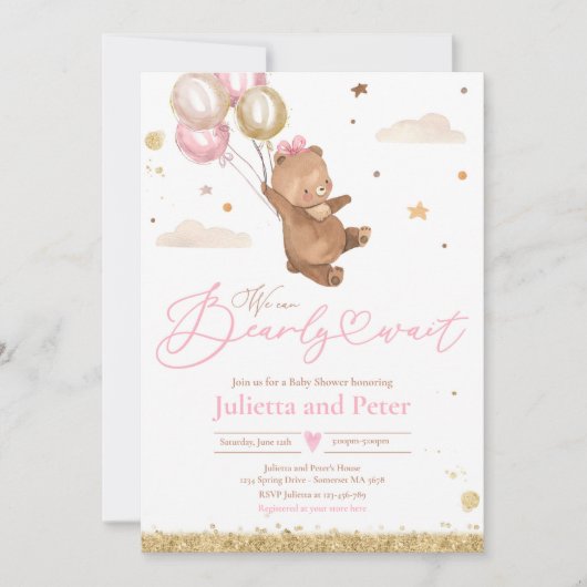 Teddy Bear, we kunnen wachten op Baby shower Kaart (Voorkant)