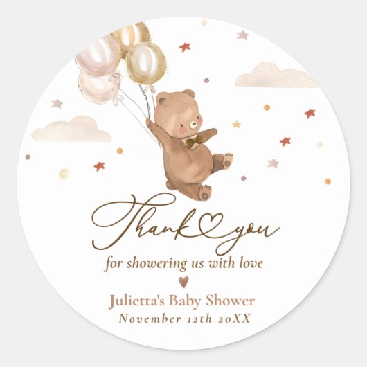 Teddy Bear, we kunnen wachten op Baby shower. Ronde Sticker (Voorkant)