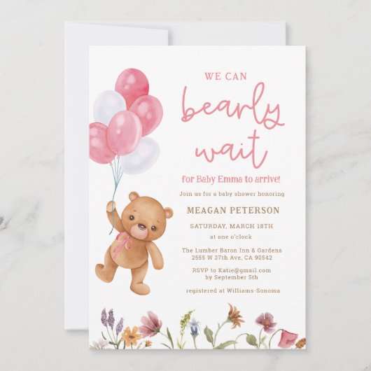 Teddy Bear, we kunnen wachten op het Baby shower Kaart (Voorkant)