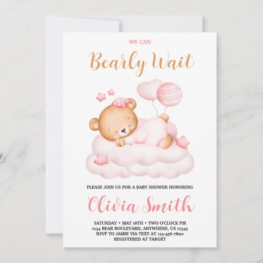 Teddy Bear, we kunnen wachten op het Baby shower Kaart (Voorkant)