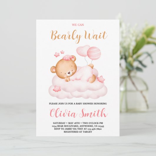 Teddy Bear, we kunnen wachten op het Baby shower Kaart (Staand voorkant)