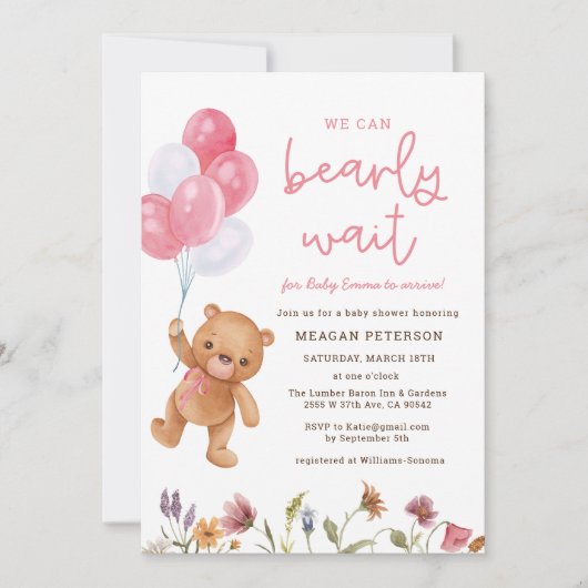 Teddy Bear, we kunnen wachten op het Baby shower Kaart (Voorkant)
