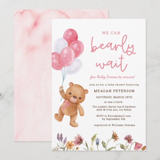 Teddy Bear, we kunnen wachten op het Baby shower Kaart (Voorkant / Achterkant)