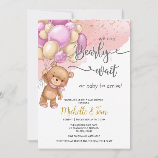 Teddy Bear, we kunnen wachten op het Baby shower Kaart (Voorkant)