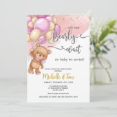 Teddy Bear, we kunnen wachten op het Baby shower Kaart (Staand voorkant)