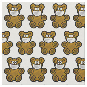 Teddy Bear Wearing Face Mask fabric Stof