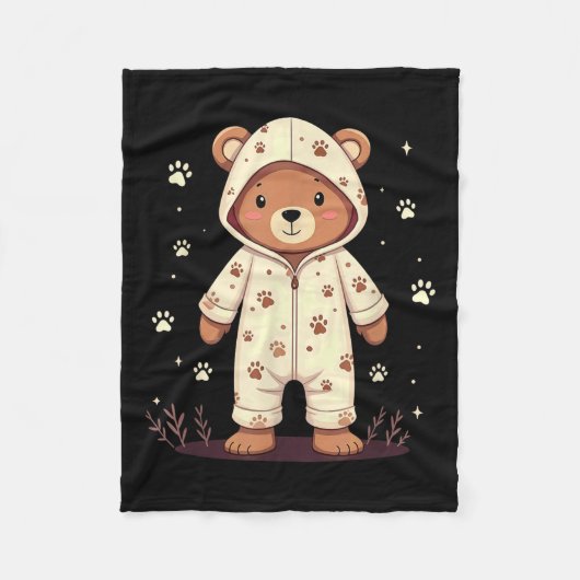 Teddy Bear Wearing Pajamas  Fleece Deken (Voorkant)
