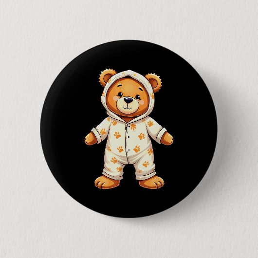 Teddy Bear Wearing Pajamas Ronde Button 5,7 Cm (Voorkant)
